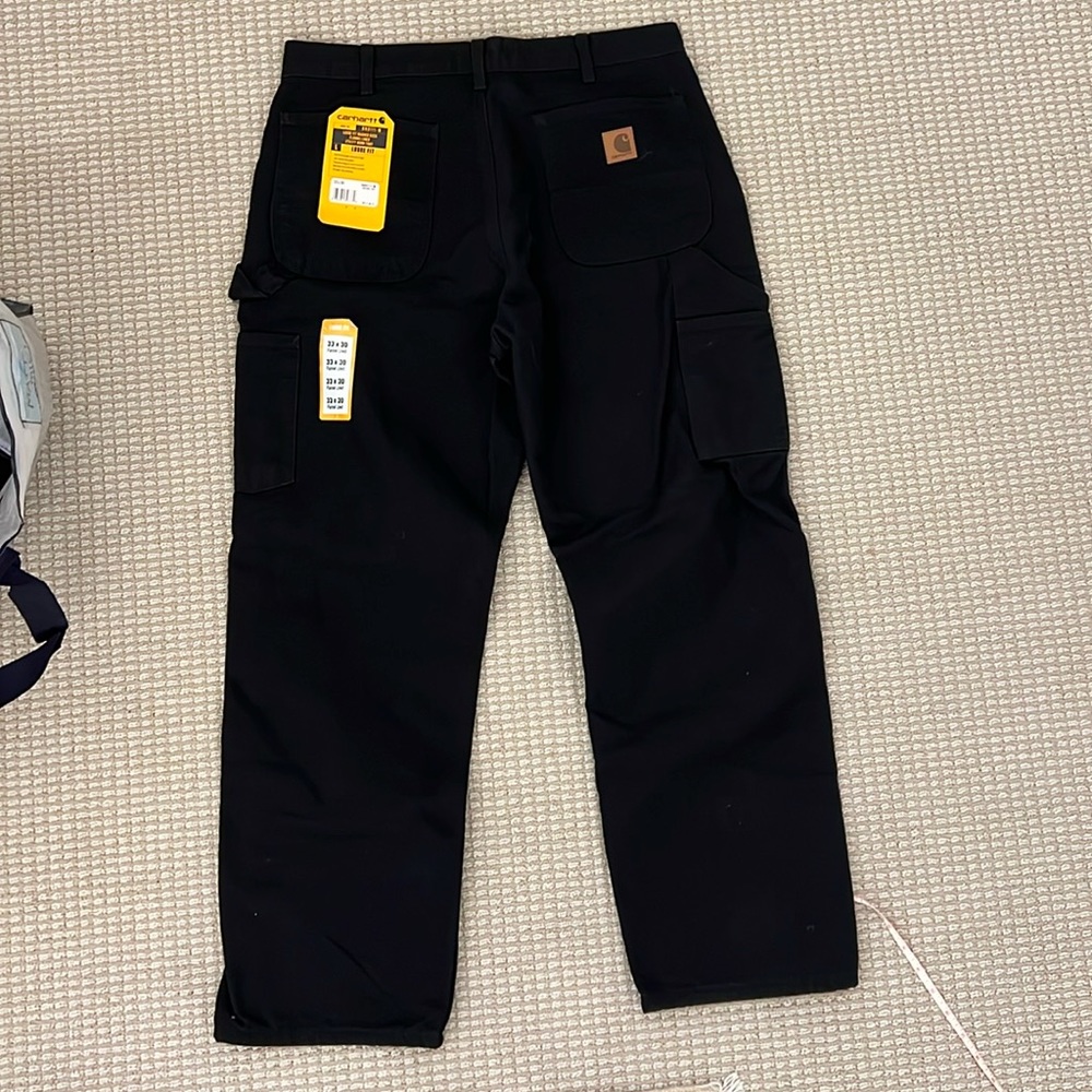 Carhartt NWT loose fit washed duck flannel lined utility work pant size 33 X 30